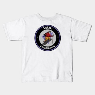 Vail, Colorado Snow Skiing Kids T-Shirt